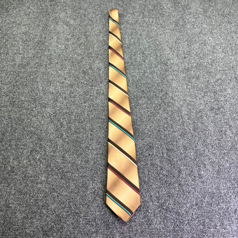 Vintage‎ Envoy Necktie Gold Brown Striped Vintage Geometric Pattern Accessory